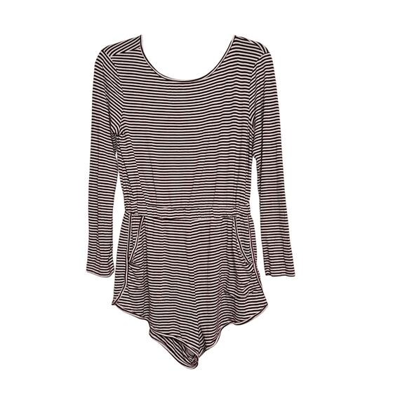 Free People Beach Striped Romper Burgundy White Size S - Picture 7 of 7